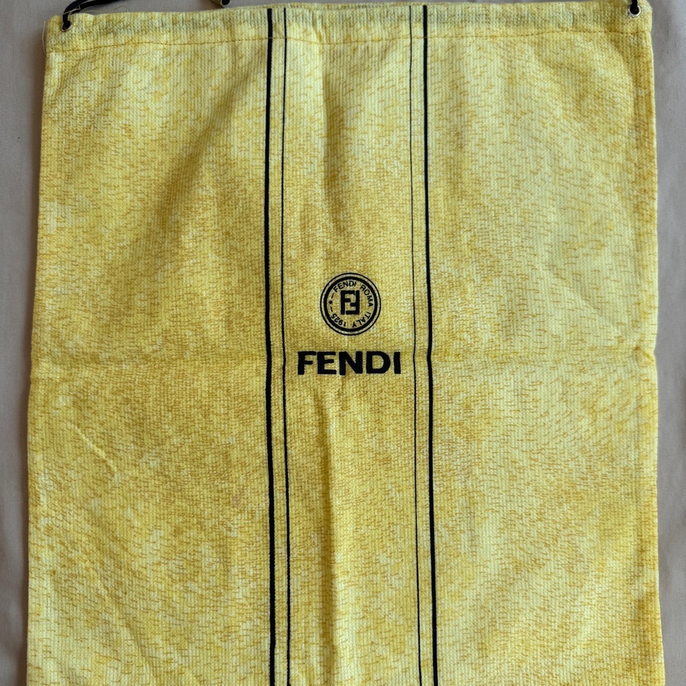 Fendi Yellow Logo Drawstring Dust  Bag